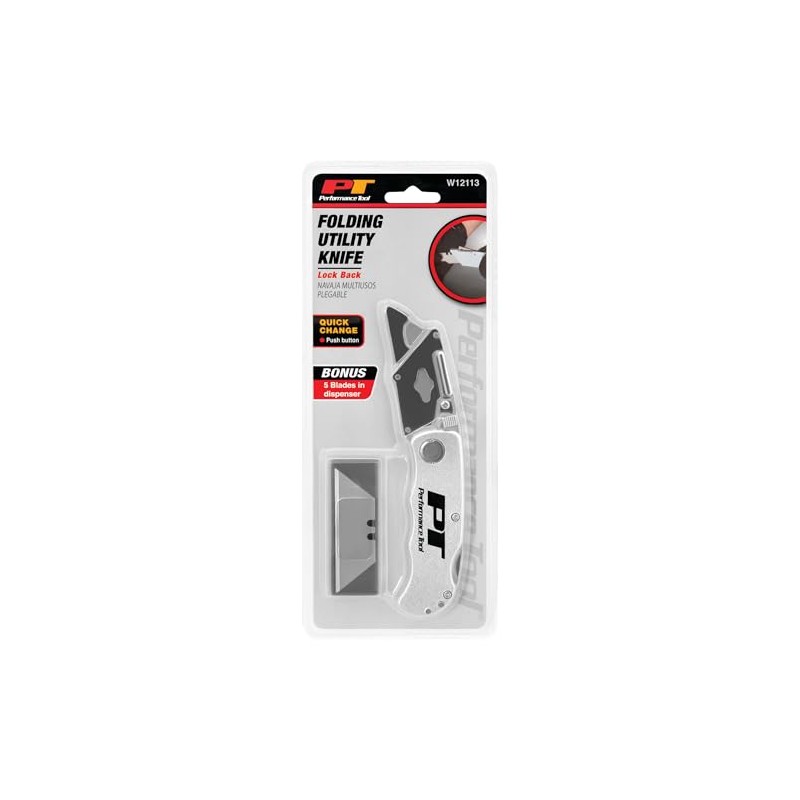 Performance Tool W12113 Folding Utility Knife - Heavy Duty Box