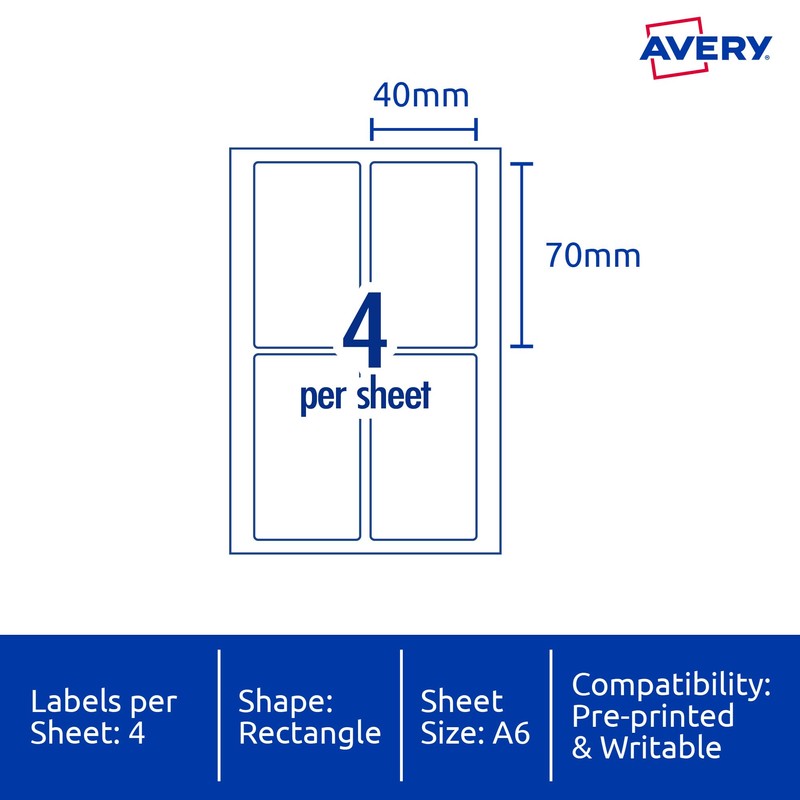 Avery Rectangle Clear A6 Pantry Labels - Food Storage Stickers