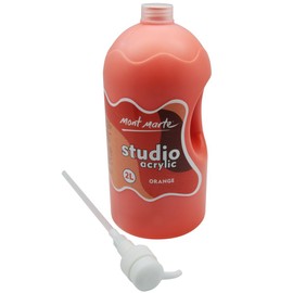 Mont Marte Discovery School Acrylic, Orange, 1/2 Gallon (2 Liter). Ideal for Students and Artists. Excellent Coverage and Fast Drying. Pump Lid Included.