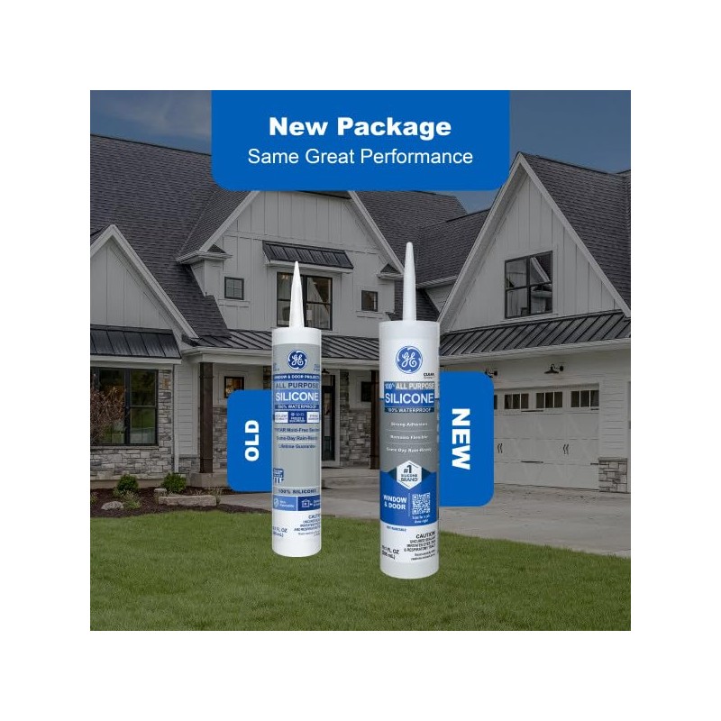 GE All Purpose Silicone Caulk, Clear, 10 fl oz Cartridge,