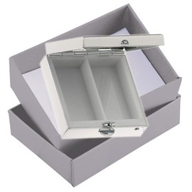 SILBERKANNE Hamburg Pill Box 2 Compartments 4 x 4 x 1.5 cm Premium Silver Plated Elegant Silver Plated in Top Workmanship with Stylish Gift Box