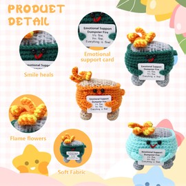 QIYUDA 3 PCS Emotional Support Dumpster Fire Crochet for Friends Birthday Home Decor
