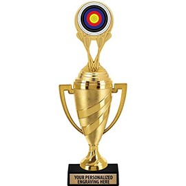 Crown Awards Archery Trophy, 14" Gold Cup Archery Target Trophies with Free Personalization, 5 Pack Prime