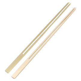 BambooMN 9mm Wide Bamboo Double Prong Fondue Sticks Barbecue Grilling Kabob Skewers, 9.8" Long, 100 Pieces