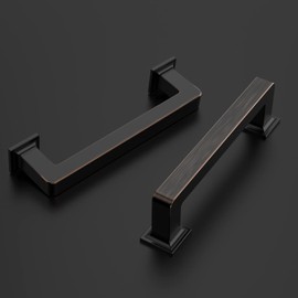 Amerdeco 10 Pack Oil Rubbed Bronze Cabinet Pulls 3 Inch(76MM) Hole Centers Kitchen Cabinet Hardware Cupboard Handles Drawer Pulls ZH0019
