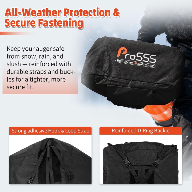 ProSSS Universal Ice Auger Powerhead Cover, 600D Heavy-Duty Waterproof Fabric,