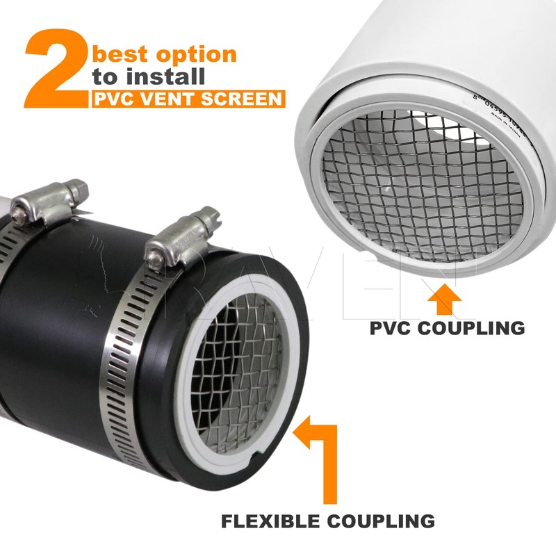 Raven R1510 PVC Termination Cap Mesh Screen Vent Cover, Furnace