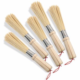Kyuionty 5 Pack Natural Bamboo Wok Brush, Traditional Kitchen Pan Cleaning Brush Bamboo Scrubber Scrub Brush Bamboo Pot Brush, 10-Inch Length