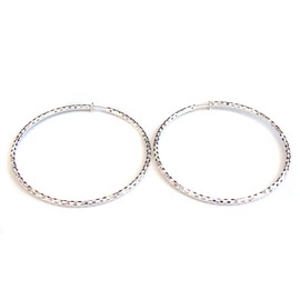 Clip-on Hoop Earrings Round Textured Silver or Gold Hoop Earrings 3 inch Hoop Hypo-Allergenic (silver)