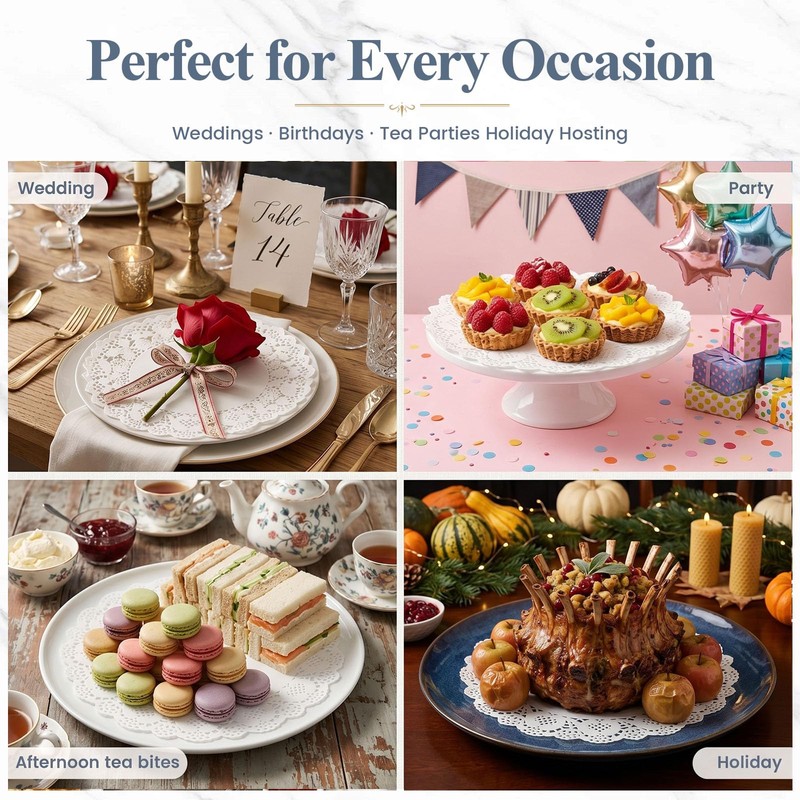 HAKSEN Paper Doilies, 36 PCS Lace Paper Placemats Assorted Sizes