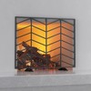 Fire Beauty Single Panel Handcrafted Wrought Iron Mesh Chevron Fireplace