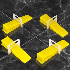 Tile Leveling System Wedges, 300pcs Reusable Tile Leveler Wedges for 1/8",1/12",1/16", 1/32" Spacers and Tile Leveling System Clips, Tile Leveler Tools for Wall/Floor Tile & Stone Installation(Yellow)