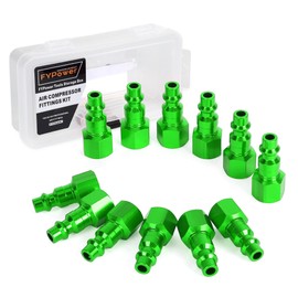 FYPower Air Hose Fittings, 12 Pieces I/M Industrial Type Air Plugs with 1/4" NPT Female Threads, Green