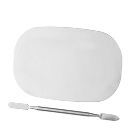 Vaguelly Stainless Steel Makeup Mixing Palette Cosmetic Plate with Spatula for Manicure Makeup Artists Easy to Clean Portable Design for Convenient Use