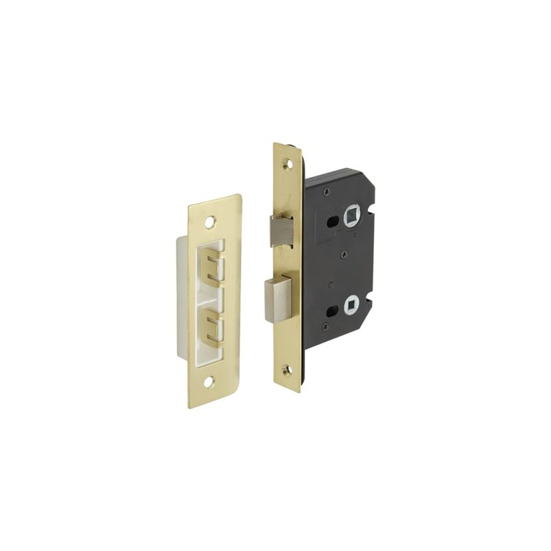 Satin Brass Bathroom Mortice Lock for Doors - 63mm /