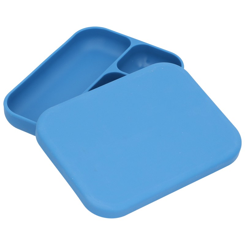 Baby Silicone Divided Food Plate with Lid Drop Resistant Suction