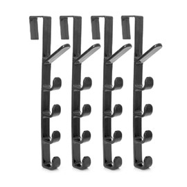 canjoyn 5 Layers Over The Door Hook Organizer Rack Hanger Backpack Handbag Door Hook, Pack of 4 (Black)