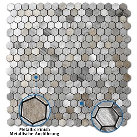 M MOFIT Kitchen Backsplash Tiles Peel and Stick Hexagon Penny Tile,Small Mosaic for Stove Backsplash(10sheets,Gray)