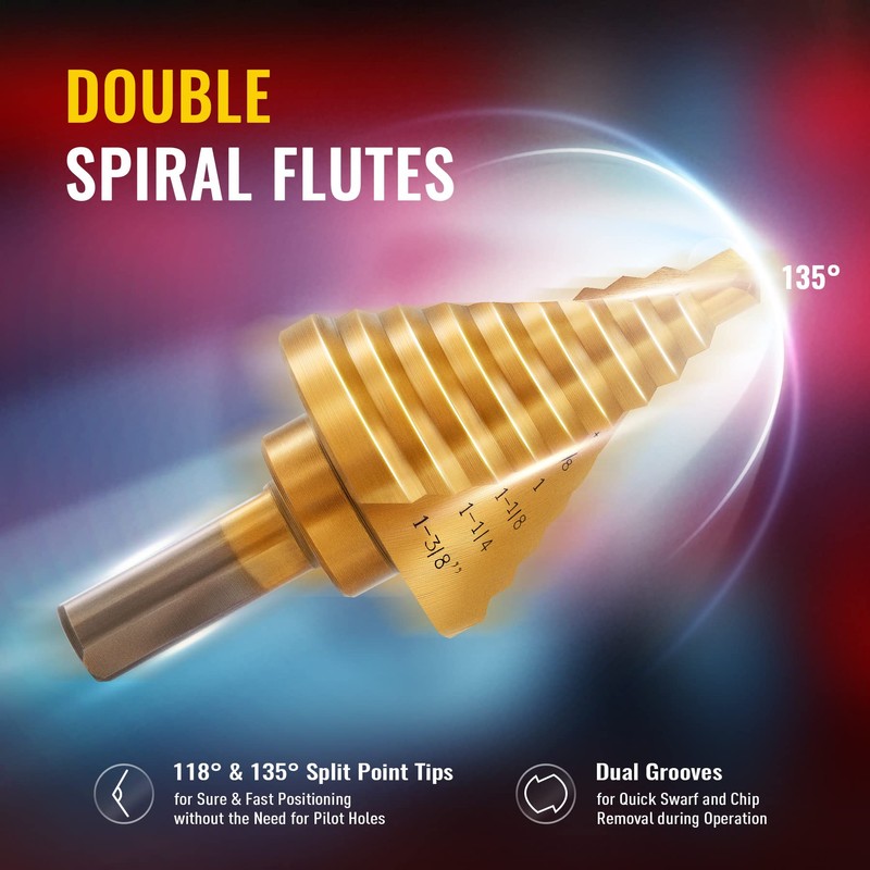 ZELCAN Step Bits for Metal, Step Drill Bit Set 5PCS
