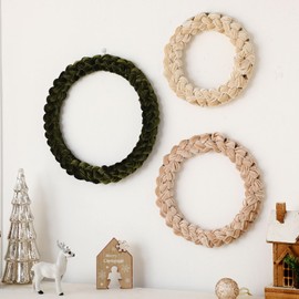 3 Pcs Christmas Velvet Wreath 14 12 10 inch Christmas Hanging Wreath Ornament Front Door, Velvet Christmas Wreath for Christmas Wedding Party Table Fireplaces Porch Walls New Years Home Decor