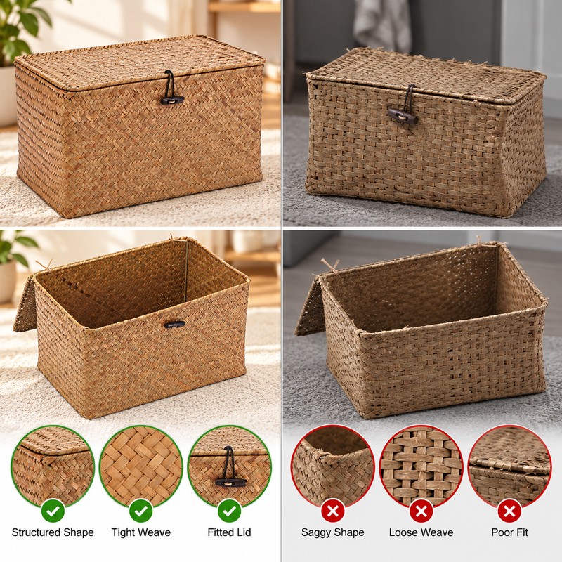 Women Storage Basket with Lid for Home Organization – Handmade