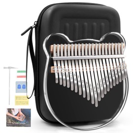 Acrylic Kalimba Thumb Piano,YUNDIE Portable 17/21 Keys Mbira Crystal Finger Piano, Musical Instruments Birthday Gift for Kid Adult Beginners Professional(Clear) (21 Keys)