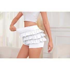 H HIAMIGOS Bloomers for Women Cute Cotton White Ruffle Shorts High Waisted Soft Pettipants with 3 Layers