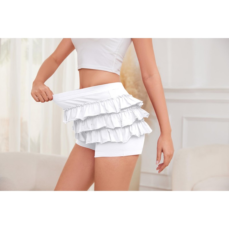 H HIAMIGOS Bloomers for Women Cute Cotton White Ruffle Shorts