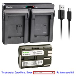 Kastar BP-511 Battery or Dual Slim Charger for Canon Optura 10, Optura 20, Optura 50MC - 1 Charger + 1 Battery