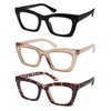 AMOMOMA 3 Pack Trendy Oversized Blue Light Stylish Readers for
