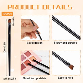 100 Pcs Disposable Angled Eyebrow Brush Eye Brow Brushes Eyebrow Tint Brush Disposable Brushes Cepillo De Ccejas Makeup for Women Salon Beauty Make up Tool Cosmetic Esthetician Supplies (Black)