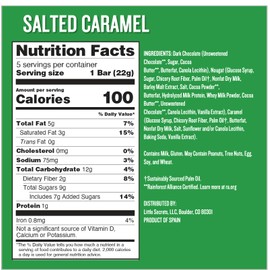 Little Secrets Dark Chocolate Caramel Nougat Bars | 5 Snack Bars | Made in Europe | Nothing Artificial & No Sugar Alcohols | Sustainable Cocoa | 3.9 Ounce, Pack of 1