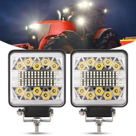BUNKER INDUST 4 Inch LED Light Pods,2 Pcs Square Tractor Work Light Spot Flood Driving Small Light Bar Waterproof for Truck Equipment Vehicle Pickup UTV ATV Golf Cart