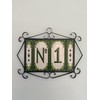 Hand-Painted Jacho Green Number Tiles Option of Metal Filigree Frames