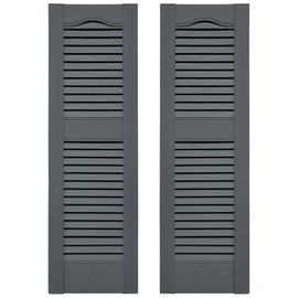 Builders Edge BEL1120043419 TailorMade Cathedral Top Center Mullion, Open Louver, Includes Matching Installation Spikes (Per Pair) Vinyl Shutters, 12-in. W x 43-in. H, 419-Storm Cloud