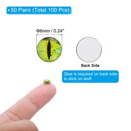 PATIKIL 6mm Dragon Eyes, 100 Pcs Round Glass Eyes Animals Crochet Eyes for Clay Doll Making Craft DIY Findings Jewelry Making, Mix Colors