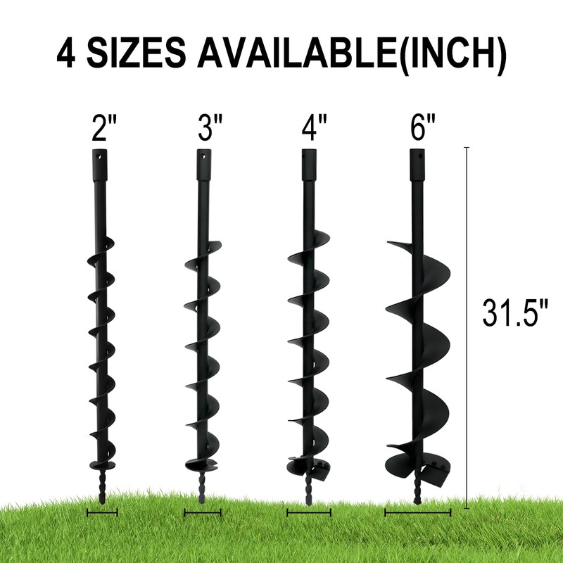 LONGRUNNEW 4" Earth Auger Drill Bit - Heavy-Duty Steel Spiral