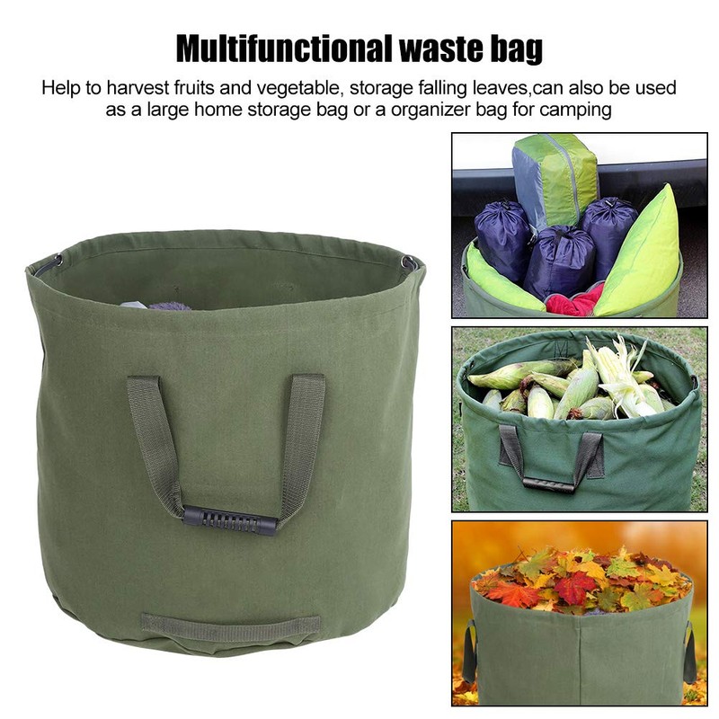 Portable Waterproof Reusable Canvas Garden Leaf Waste Bag, Garden Lawn