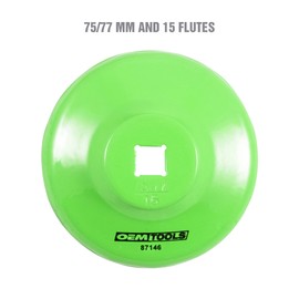 OEMTOOLS 87146 75/77 Millimeter 15 Flute Oil Filter Wrench, Green, Blend
