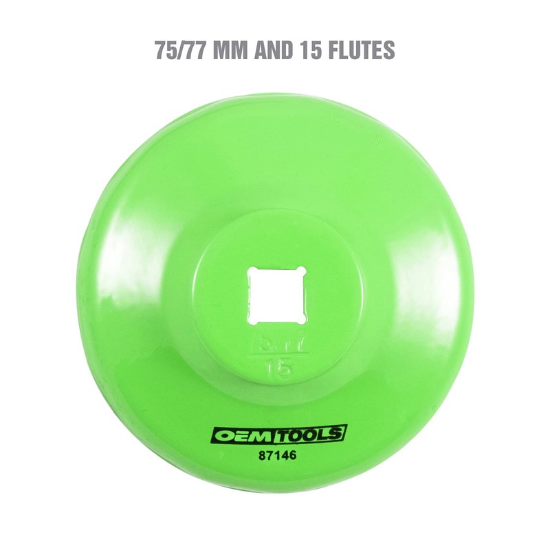 OEMTOOLS 87146 75/77 Millimeter 15 Flute Oil Filter Wrench, Green,
