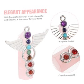 Gatuida Delicate Angel Hexagonal Column Crystal Stone Pendant Ornament for Desktop Decoration Unique Design with Craftsmanship for Tiered Tray Table