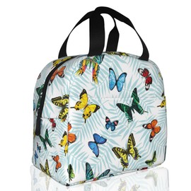 Tropical Leaves and Butterflies Butterfly Lunch Box,Insulated Lunch Bag for Girls Boys,Reusable Lunch Box for Kids Adults School Student Work Picnic Travel