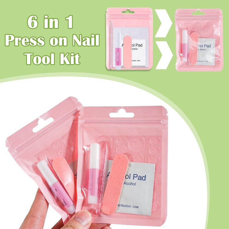Kit De Manicura Desechable Con Lima, Pegamento, Almohadillas De Preparación,