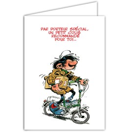 Afie GLMX-2040 Gaston Lagaffe Maxi Large Funny Happy Birthday Card 1 Year Plus for Giant, Men, Women, Kisses – Closed Format 31.5 x 15 cm with Illustrated Envelope – White