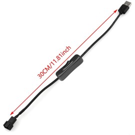 Gebildet 2 Pack USB to 3-Pin / 4-Pin PWM 5V USB Sleeved Fan Power Adapter Cable with Switch, USB to 3 Pin / 4 Pin Case Fan Adapter Connector Cable with ON Off Switch