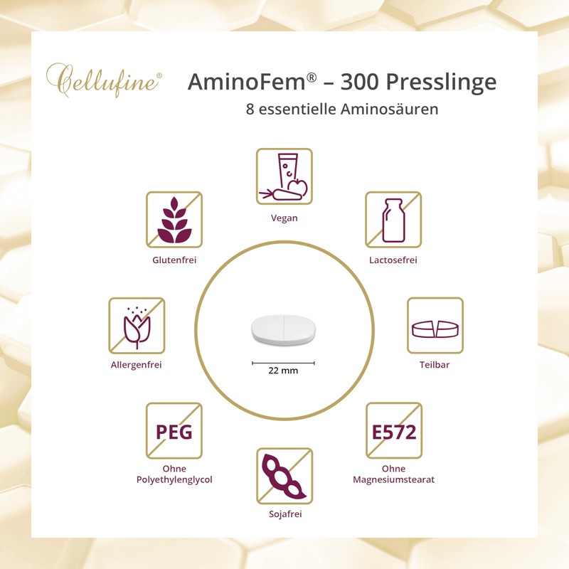 Cellufine® AminoFem® 300 Vegan Pellets with 8 Essential Amino Acids