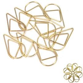 Paper Clip Set - 100 Pieces Small Paper Clips Water Drop Paper Clips 1.5 x 2.5 cm Waterdrop Shaped Bookmark Retro Design Metal Stationery for School and Office (Gold)