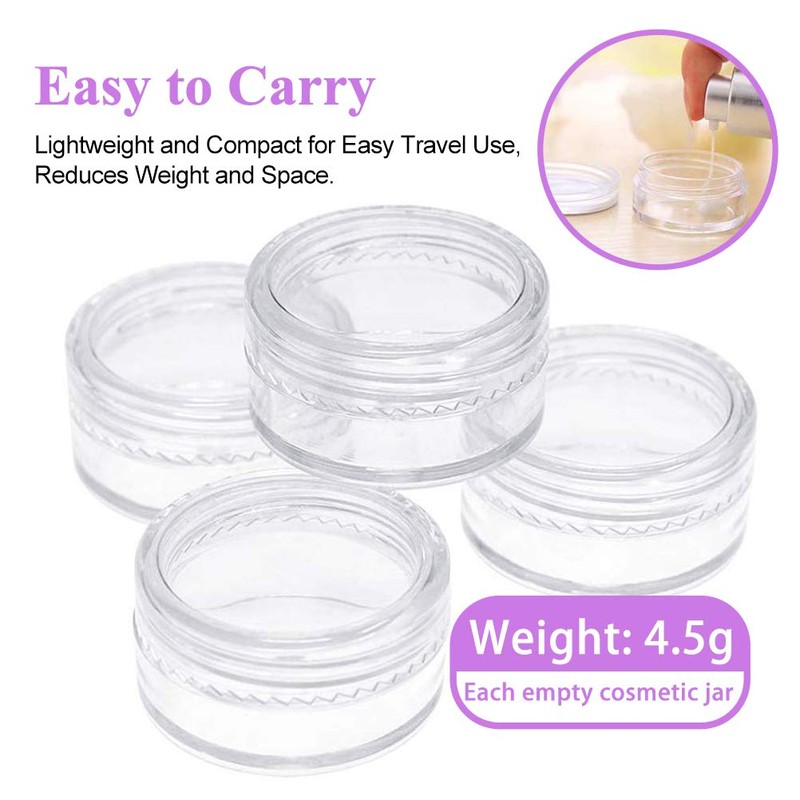 Pack of 50 Empty Cream Jars 5 ml Transparent Travel
