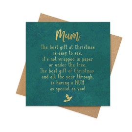 Mum Foil Christmas Card | gold foil green luxury Christmas Card with poem | special card for Mum at Christmas