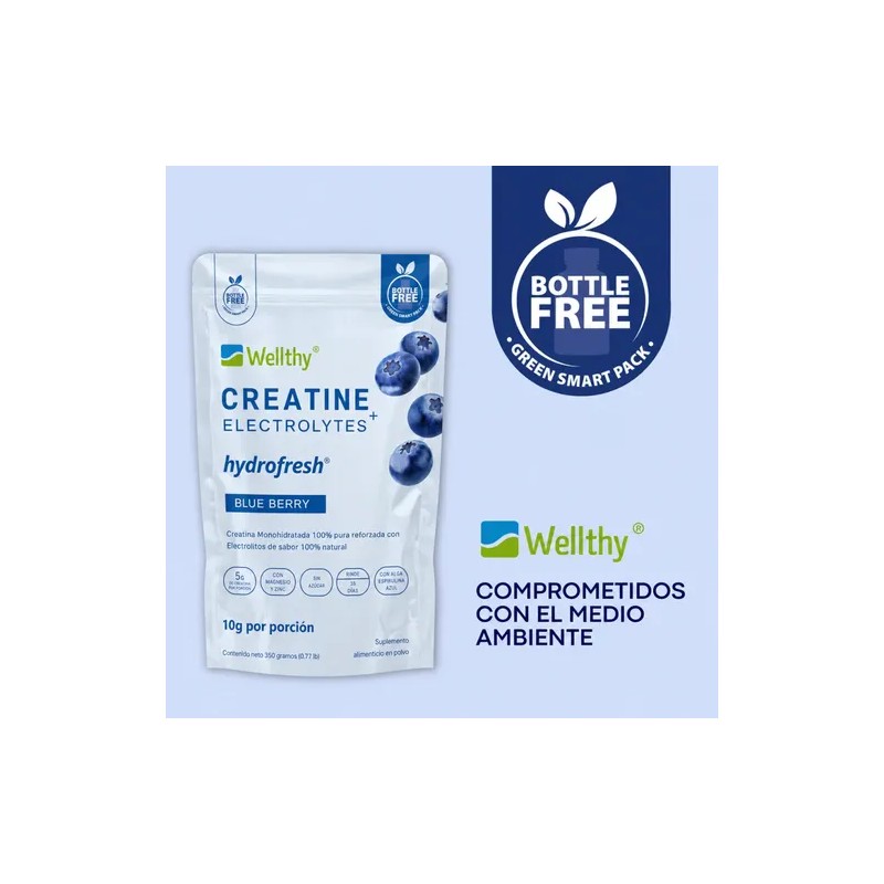 Wellthy Creatine + Electrolytes Blue Berry 350g